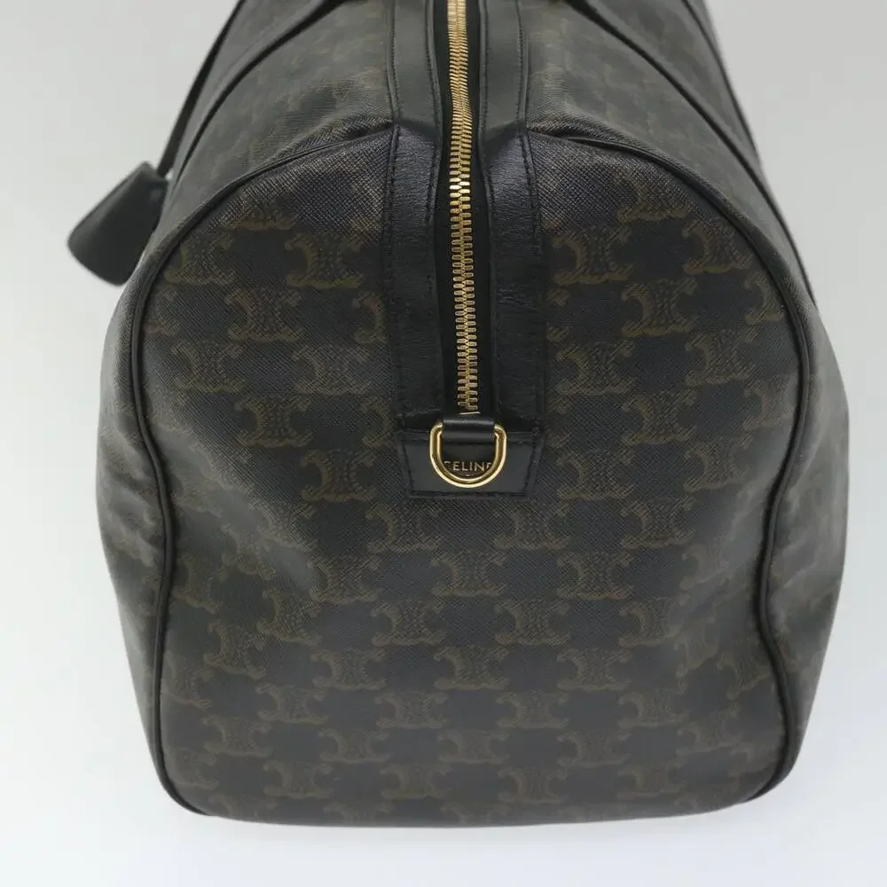 CELINE Triomphe Canvas Boston Bag Pvc Leather Black
